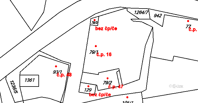 Velké Heřmanice 16, Heřmaničky na parcele st. 79/1 v KÚ Velké Heřmanice, Katastrální mapa