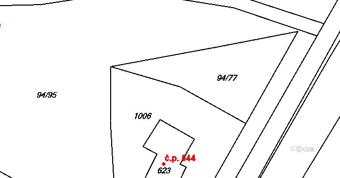 Košťany 544 na parcele st. 623 v KÚ Košťany, Katastrální mapa