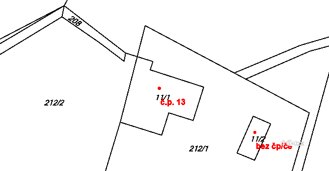 Roudnice 13, Jestřabí v Krkonoších na parcele st. 11/1 v KÚ Roudnice v Krkonoších, Katastrální mapa