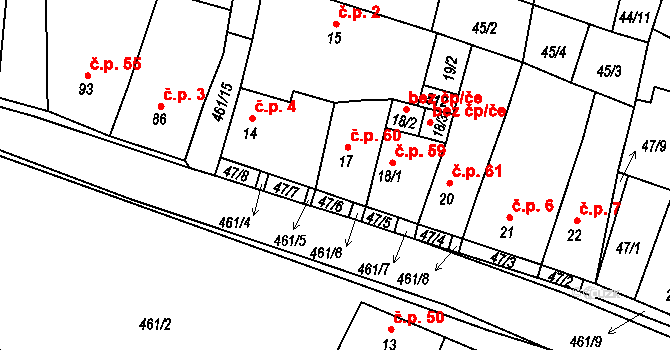 Třeboutice 60, Křešice na parcele st. 17 v KÚ Třeboutice, Katastrální mapa