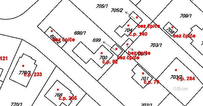 Strkov 82, Planá nad Lužnicí na parcele st. 700 v KÚ Planá nad Lužnicí, Katastrální mapa