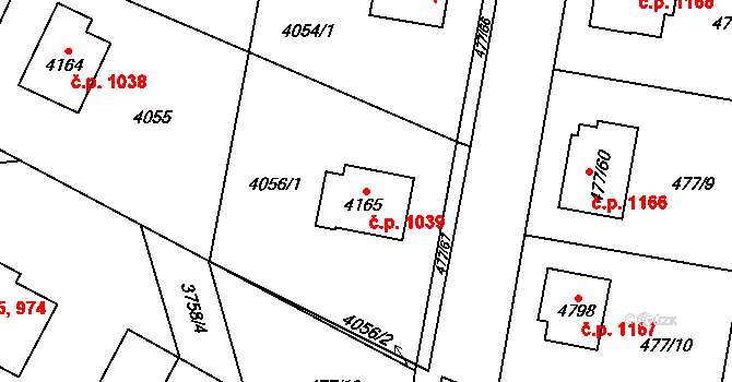 Žamberk 1039 na parcele st. 4165 v KÚ Žamberk, Katastrální mapa
