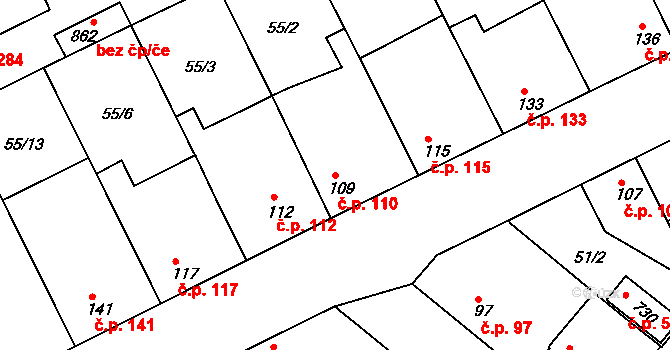 Litol 110, Lysá nad Labem na parcele st. 109 v KÚ Litol, Katastrální mapa