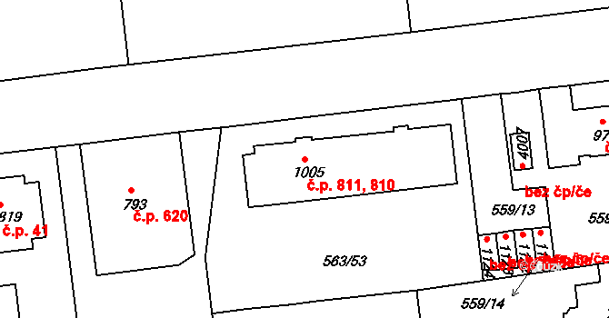 Strakonice I 810,811, Strakonice na parcele st. 1005 v KÚ Strakonice, Katastrální mapa