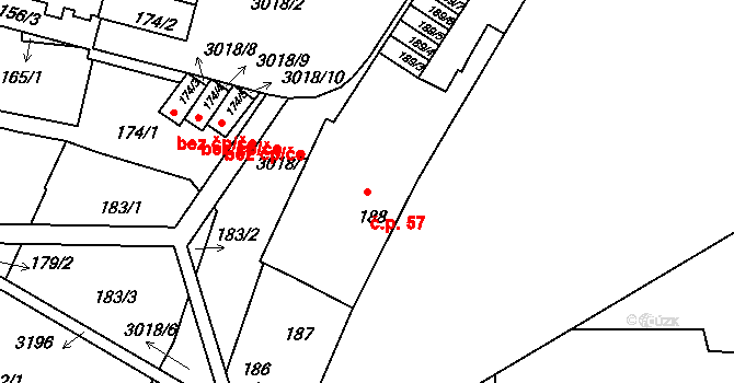 Nusle 57, Praha na parcele st. 188 v KÚ Nusle, Katastrální mapa
