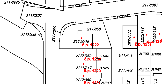 Chodov 1222, Praha na parcele st. 2117/219 v KÚ Chodov, Katastrální mapa
