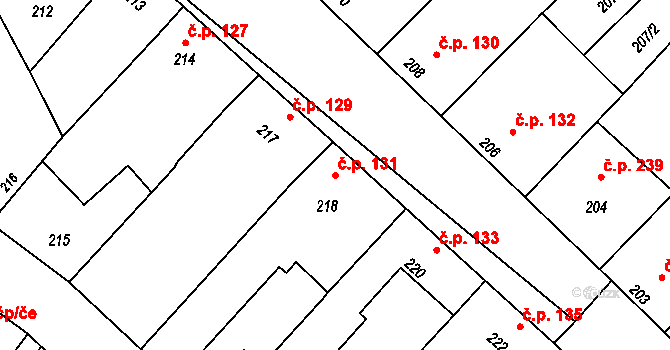 Jevišovka 131 na parcele st. 218 v KÚ Jevišovka, Katastrální mapa