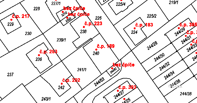 Liberec XII-Staré Pavlovice 189, Liberec na parcele st. 240 v KÚ Staré Pavlovice, Katastrální mapa