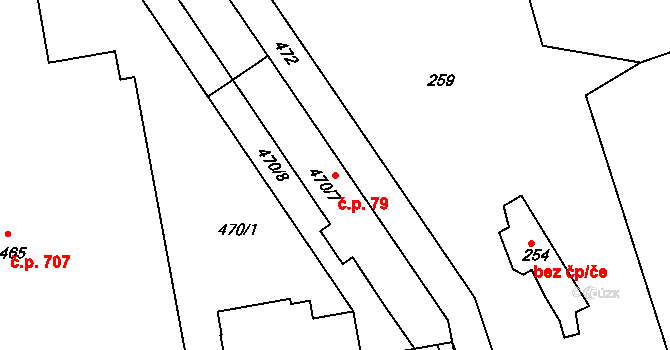 Bohdalovice 79, Velké Hamry na parcele st. 470/7 v KÚ Bohdalovice, Katastrální mapa