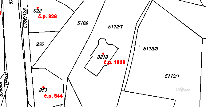 Kraslice 1968 na parcele st. 3219 v KÚ Kraslice, Katastrální mapa