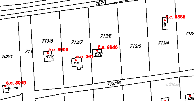 Hylváty 8946, Ústí nad Orlicí na parcele st. 678 v KÚ Hylváty, Katastrální mapa