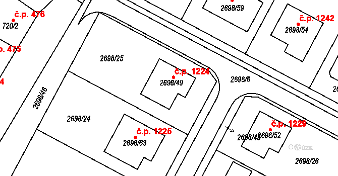 Svatobořice 1224, Svatobořice-Mistřín na parcele st. 2698/49 v KÚ Svatobořice, Katastrální mapa