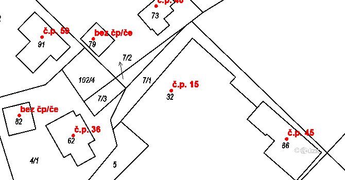 Lípa 45, Všestary na parcele st. 86 v KÚ Lípa u Hradce Králové, Katastrální mapa