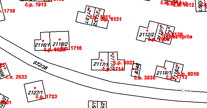 Zlín 1714 na parcele st. 2117/1 v KÚ Zlín, Katastrální mapa