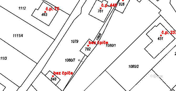 Jevišovice 43143199 na parcele st. 782 v KÚ Jevišovice, Katastrální mapa
