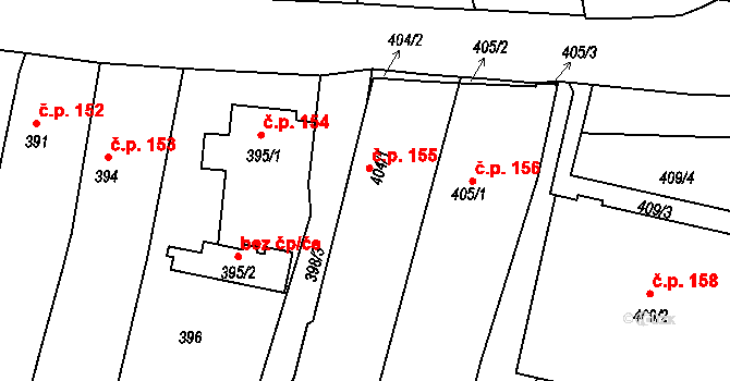 Oldřišov 155 na parcele st. 404/1 v KÚ Oldřišov, Katastrální mapa