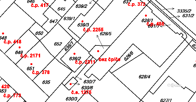 Pelhřimov 45278199 na parcele st. 628/5 v KÚ Pelhřimov, Katastrální mapa