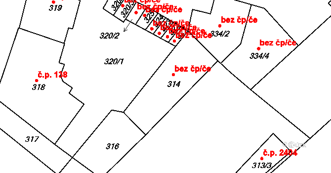 Krnov 45614199 na parcele st. 314 v KÚ Krnov-Horní Předměstí, Katastrální mapa