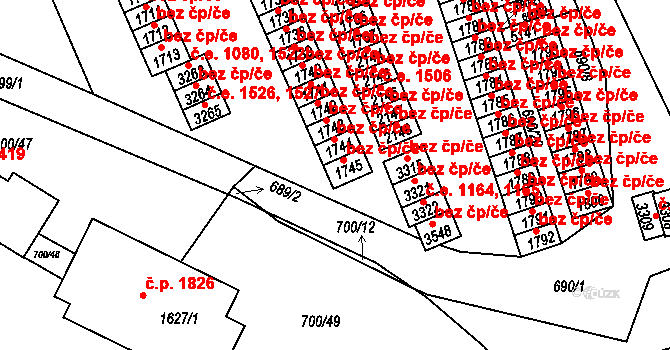 Blansko 46036199 na parcele st. 1745 v KÚ Blansko, Katastrální mapa
