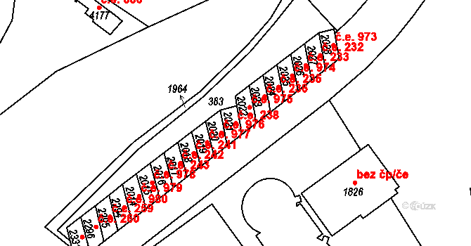 Náchod 238 na parcele st. 2021 v KÚ Náchod, Katastrální mapa