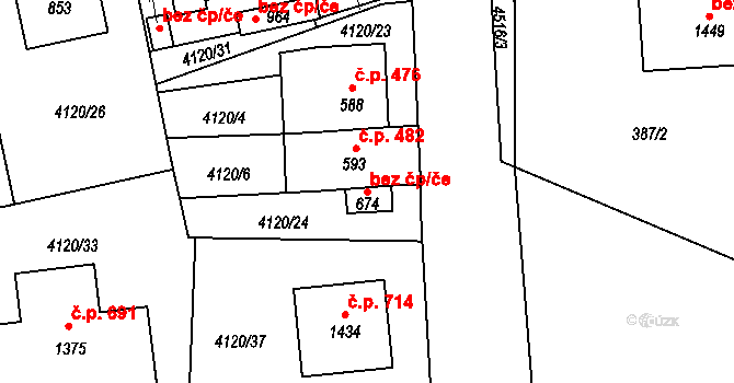 Počátky 49821199 na parcele st. 674 v KÚ Počátky, Katastrální mapa