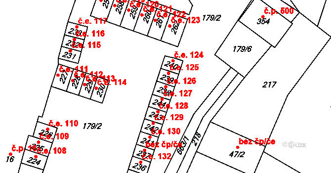 Braňany 126 na parcele st. 238 v KÚ Braňany, Katastrální mapa
