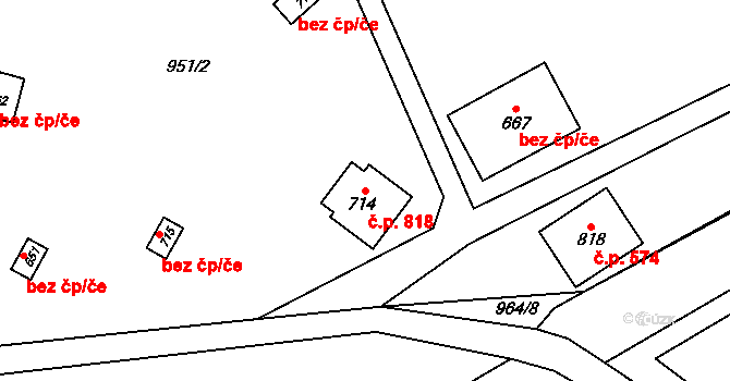 Veltrusy 818 na parcele st. 714 v KÚ Veltrusy, Katastrální mapa
