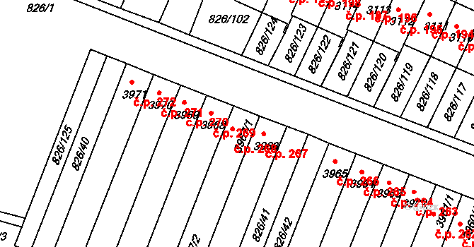 Václavské Předměstí 268, Písek na parcele st. 3967/1 v KÚ Písek, Katastrální mapa