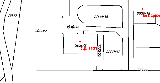 Český Těšín 1131 na parcele st. 3030/3 v KÚ Český Těšín, Katastrální mapa