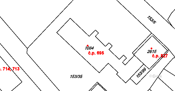 Lobeček 695, Kralupy nad Vltavou na parcele st. 1084 v KÚ Lobeček, Katastrální mapa