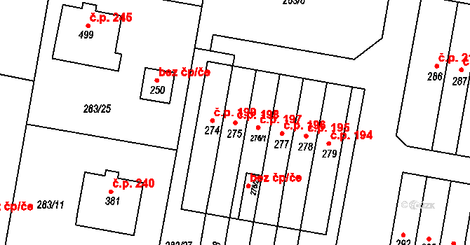 Malá Skalice 198, Česká Skalice na parcele st. 275 v KÚ Malá Skalice, Katastrální mapa