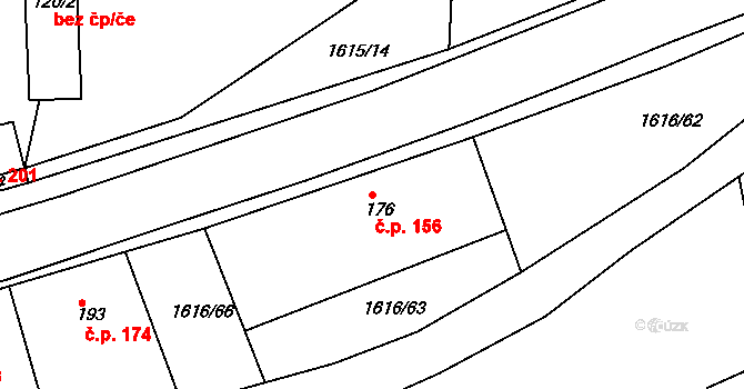Horní Roveň 156, Dolní Roveň na parcele st. 176 v KÚ Horní Roveň, Katastrální mapa