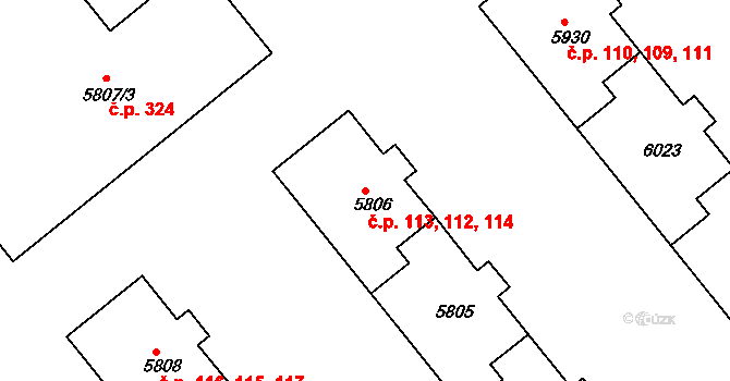 Polabiny 112,113,114, Pardubice na parcele st. 5805 v KÚ Pardubice, Katastrální mapa