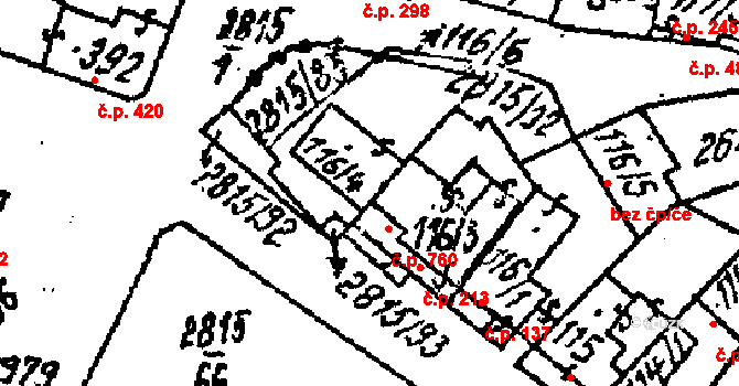 Kostice 760 na parcele st. 116/4 v KÚ Kostice, Katastrální mapa