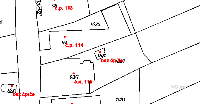 Býkov-Láryšov 83343199 na parcele st. 188 v KÚ Býkov, Katastrální mapa