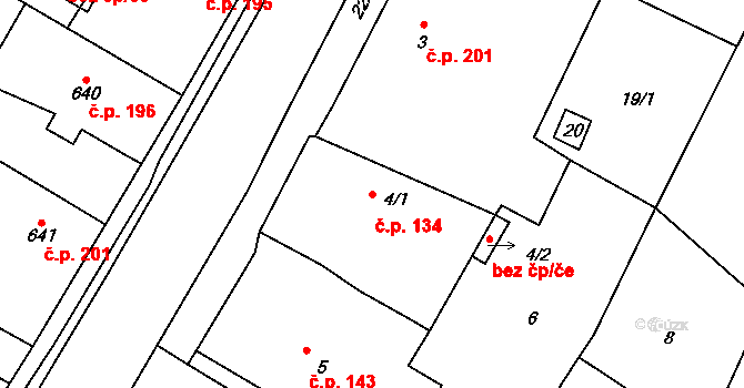 Senec 134, Zruč-Senec na parcele st. 4/1 v KÚ Senec u Plzně, Katastrální mapa