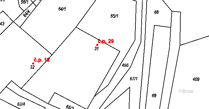 Chyška 29, Úsobí na parcele st. 31 v KÚ Chyška, Katastrální mapa