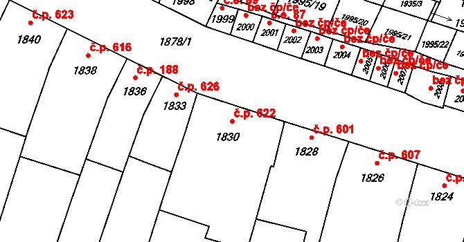 Velké Pavlovice 622 na parcele st. 1830 v KÚ Velké Pavlovice, Katastrální mapa