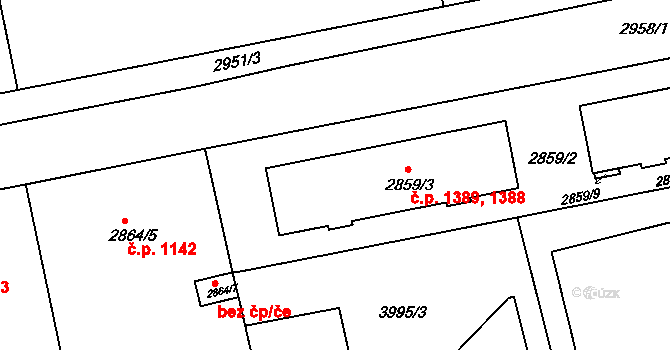 Holešov 1388,1389 na parcele st. 2859/3 v KÚ Holešov, Katastrální mapa