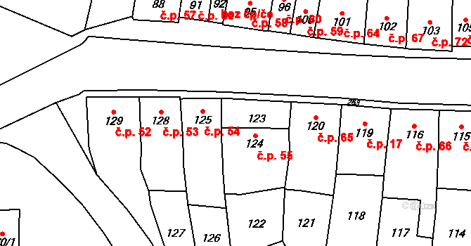Bílovice 55, Bílovice-Lutotín na parcele st. 124 v KÚ Bílovice, Katastrální mapa