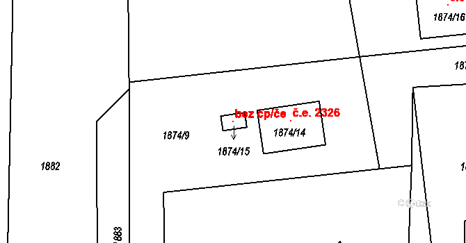 Těrlicko 107270200 na parcele st. 1874/15 v KÚ Horní Těrlicko, Katastrální mapa