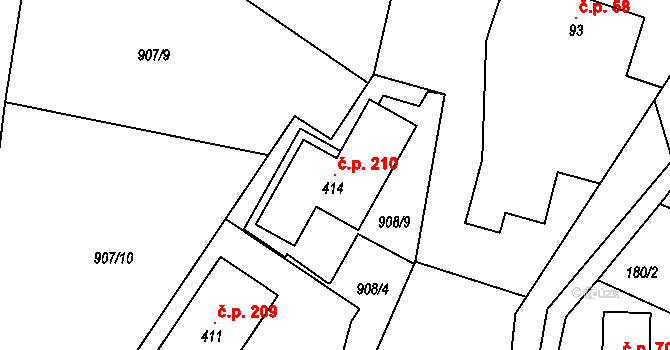 Čistá v Krkonoších 210, Černý Důl na parcele st. 414 v KÚ Čistá v Krkonoších, Katastrální mapa