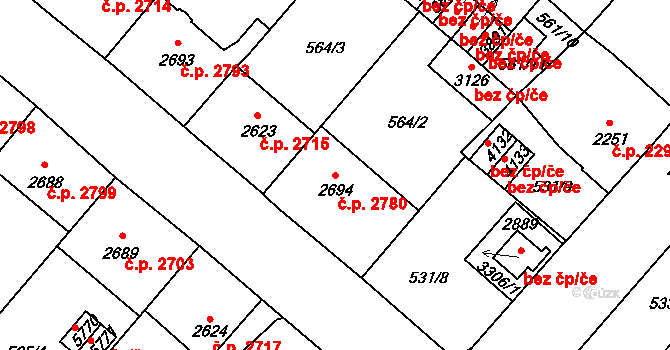 Jablonec nad Nisou 2780 na parcele st. 2694 v KÚ Jablonec nad Nisou, Katastrální mapa