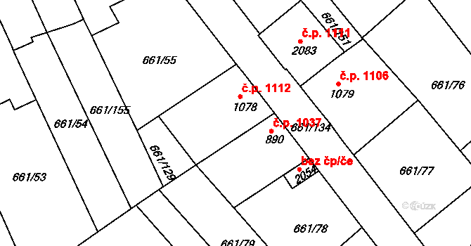 Veselí nad Moravou 1112 na parcele st. 1078 v KÚ Veselí-Předměstí, Katastrální mapa