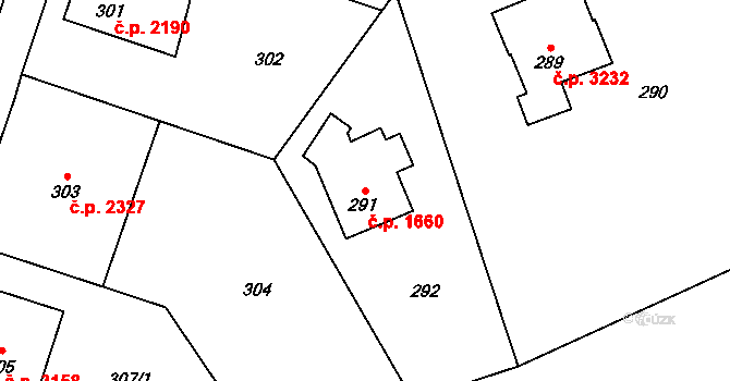 Kladno 1660 na parcele st. 291 v KÚ Kladno, Katastrální mapa