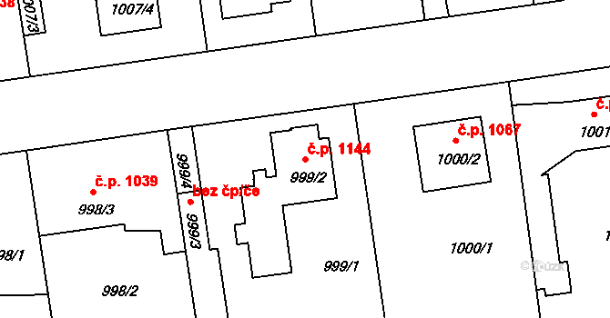 Stará Boleslav 1144, Brandýs nad Labem-Stará Boleslav na parcele st. 999/2 v KÚ Stará Boleslav, Katastrální mapa