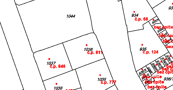 Děčín IV-Podmokly 811, Děčín na parcele st. 1036 v KÚ Podmokly, Katastrální mapa