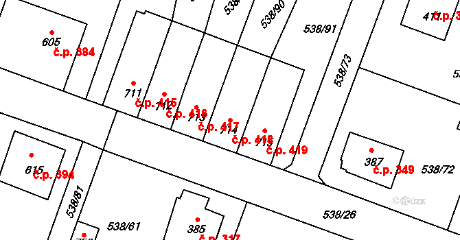 Chýnov 418 na parcele st. 714 v KÚ Chýnov u Tábora, Katastrální mapa