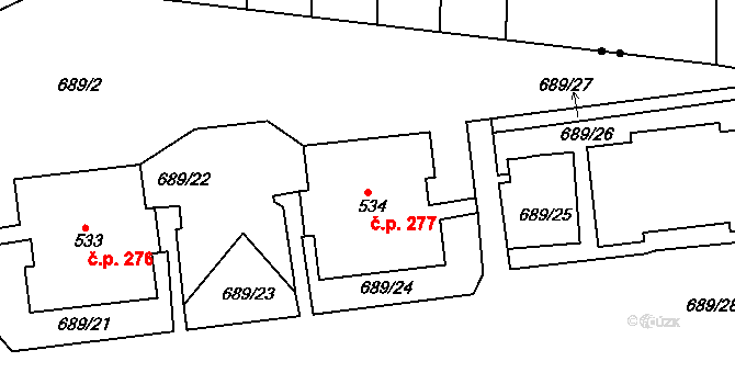 Maršov 277, Krupka na parcele st. 534 v KÚ Maršov u Krupky, Katastrální mapa