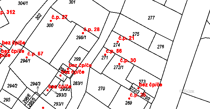 Proboštov 56 na parcele st. 271 v KÚ Proboštov u Teplic, Katastrální mapa